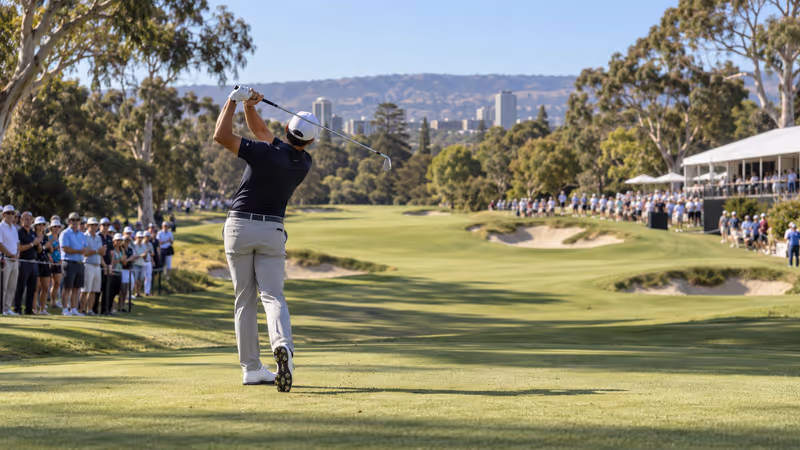 LIV Golf Adelaide 2027 – illustrative event scene. AI-generated image.